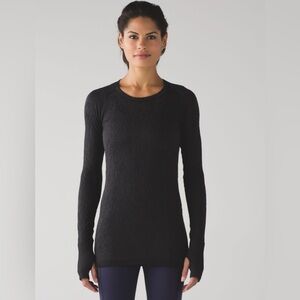 Lululemon Rest Less Long Sleeve Textured Pullover in Black (First Release)